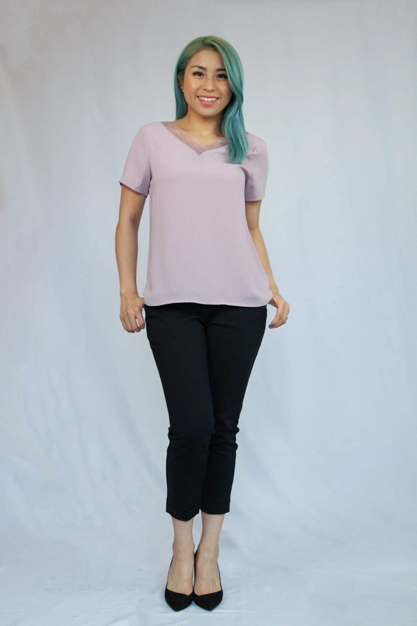 V-Lace Chiffon Blouse