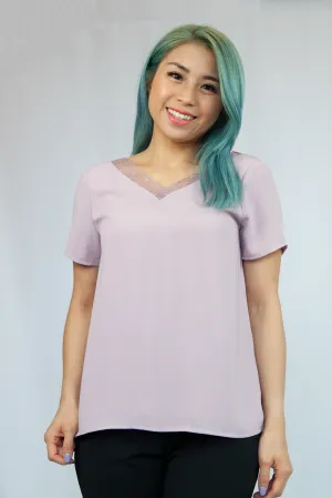 V-Lace Chiffon Blouse