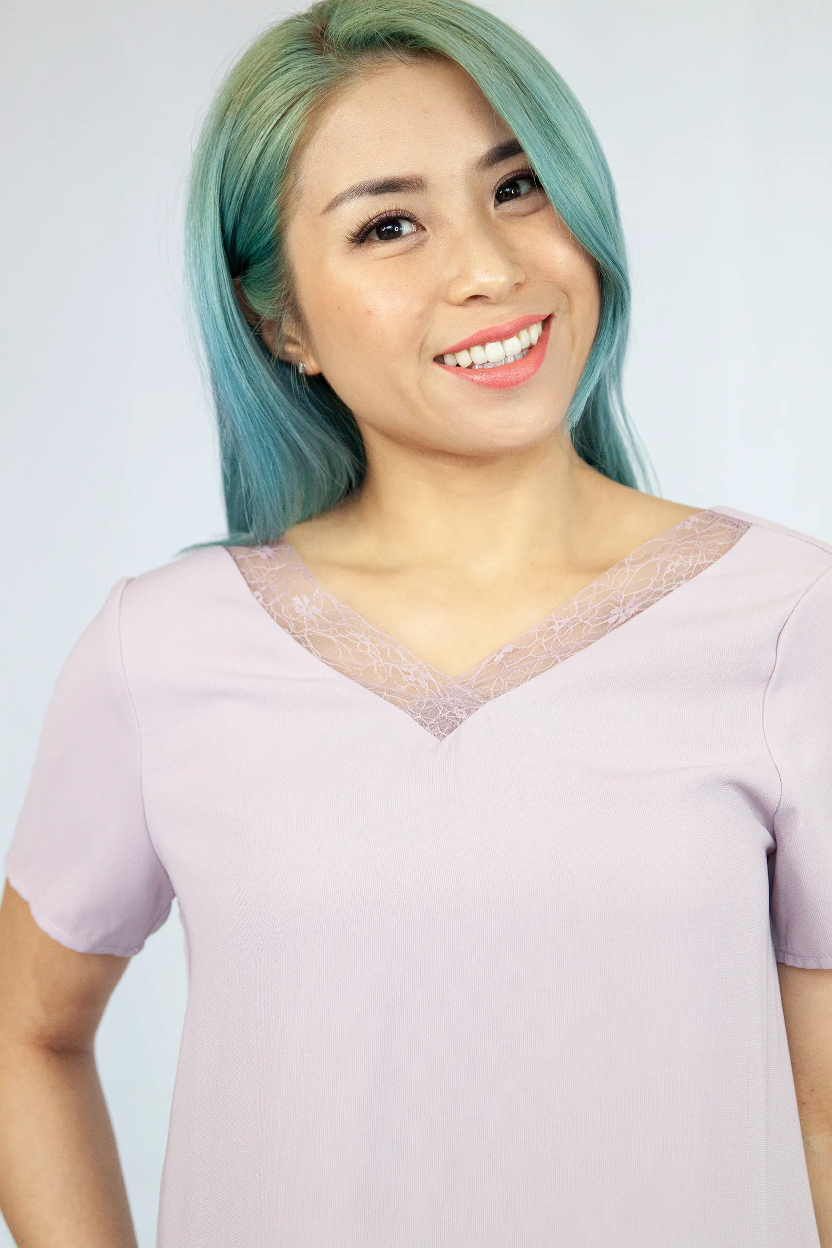 V-Lace Chiffon Blouse