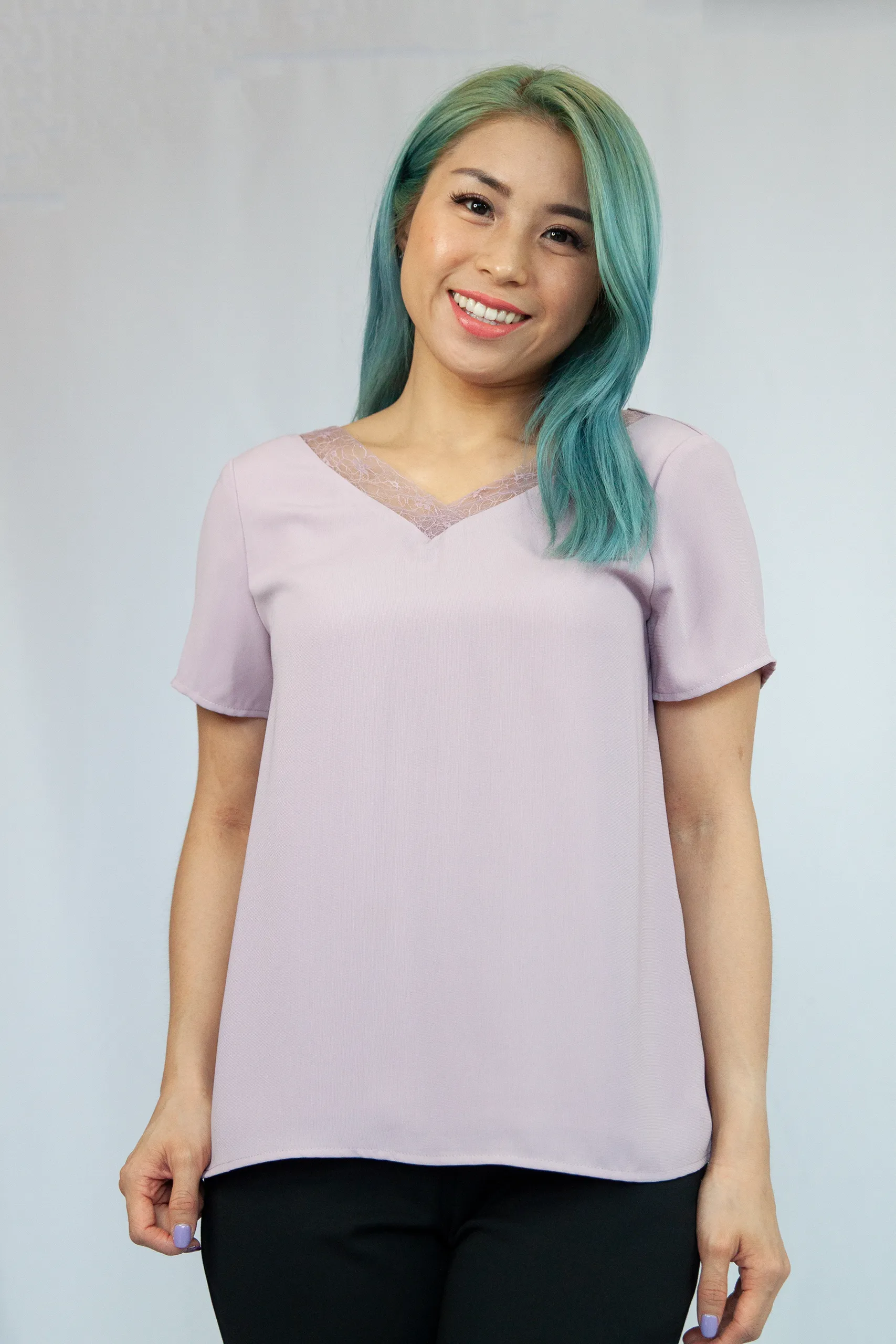 V-Lace Chiffon Blouse