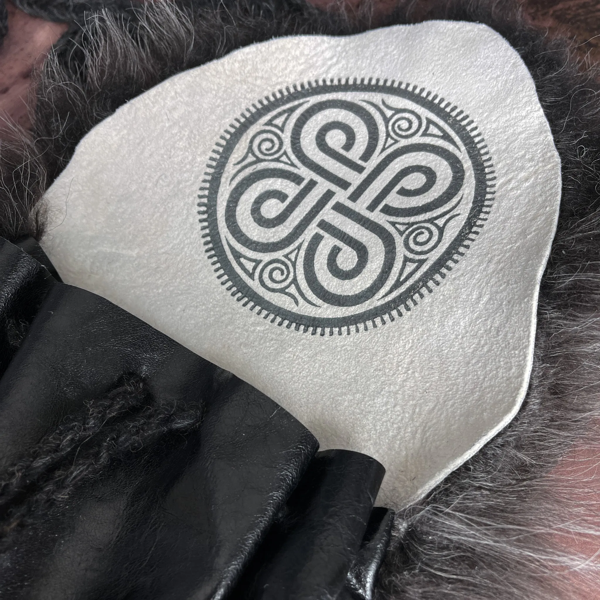 Viking Belt Pouch Skinnfell - Black and Gray Four Blessings - Cross Body Bag or Purse