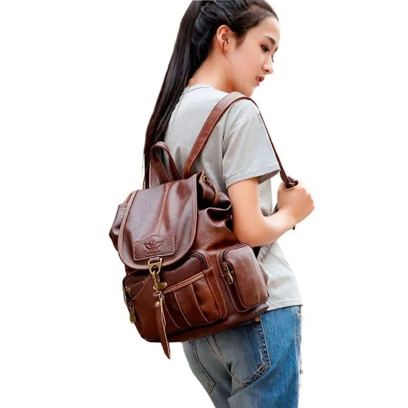 Vintage Drawstring Backpack Large  School Bag