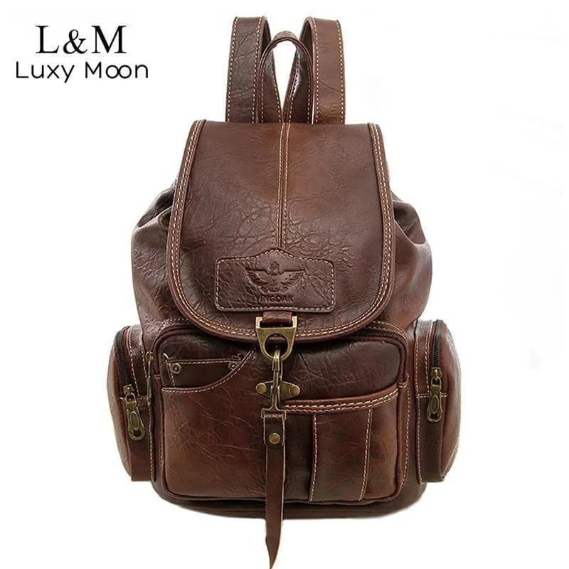 Vintage Drawstring Backpack Large  School Bag