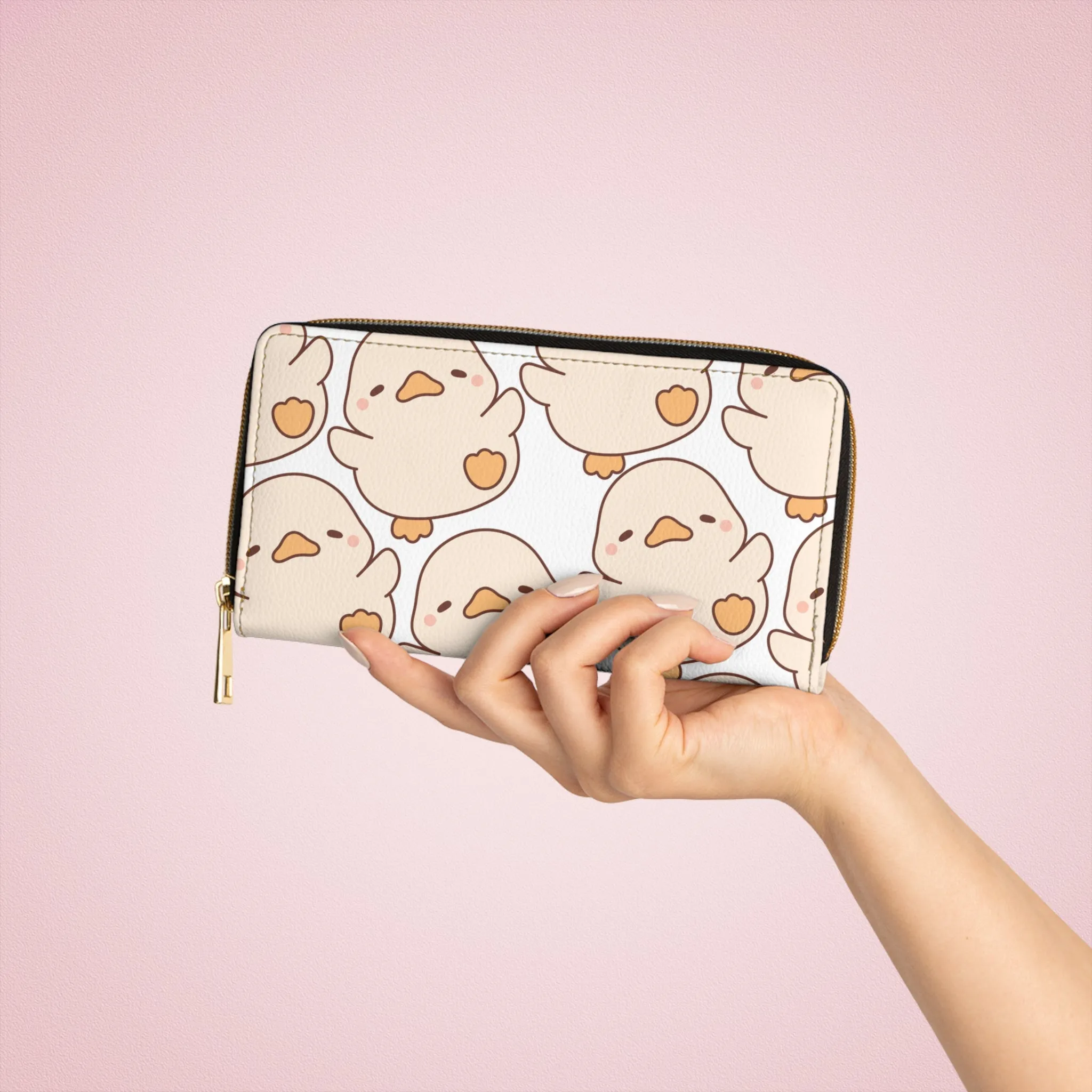 Wallet: Duck Duck Goose | Cute Bird Pattern Zipper Wallet