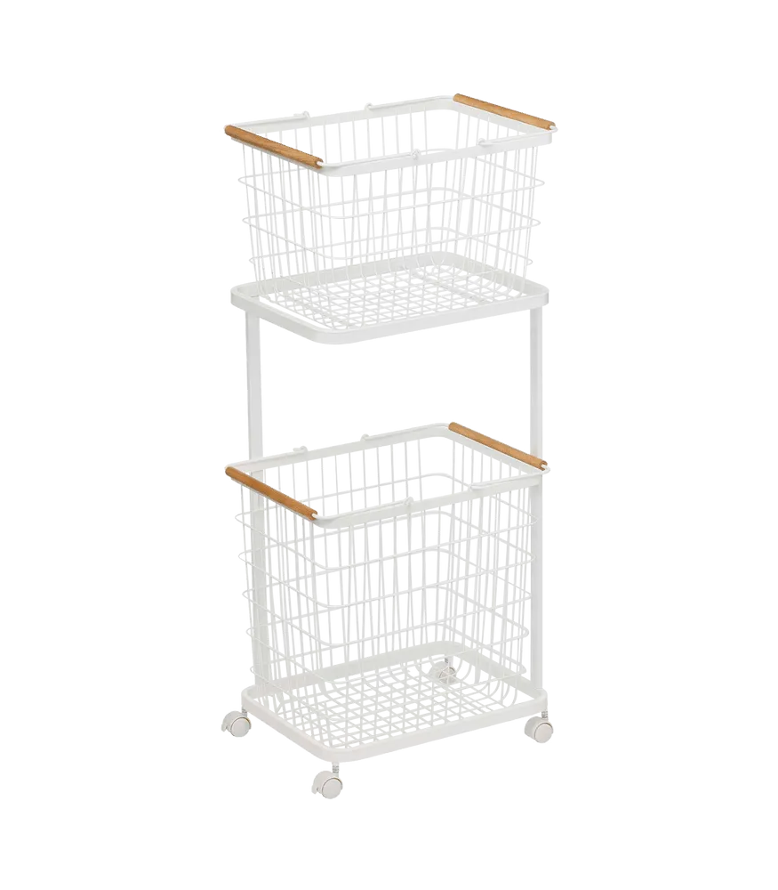 White Carbon Steel Standing Laundry Basket Rack | Storage Holder Stand For Home Organizer