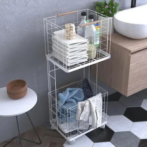 White Carbon Steel Standing Laundry Basket Rack | Storage Holder Stand For Home Organizer