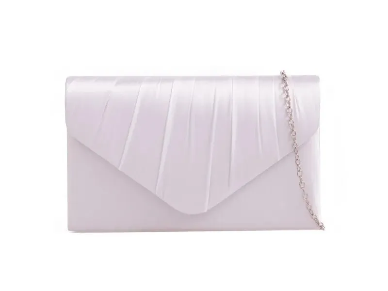 White Satin Bridal Clutch Bag