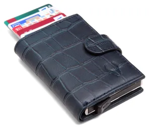 WildHorn® RFID Protected Unisex Genuine Leather Card Holder (Blue Croco)