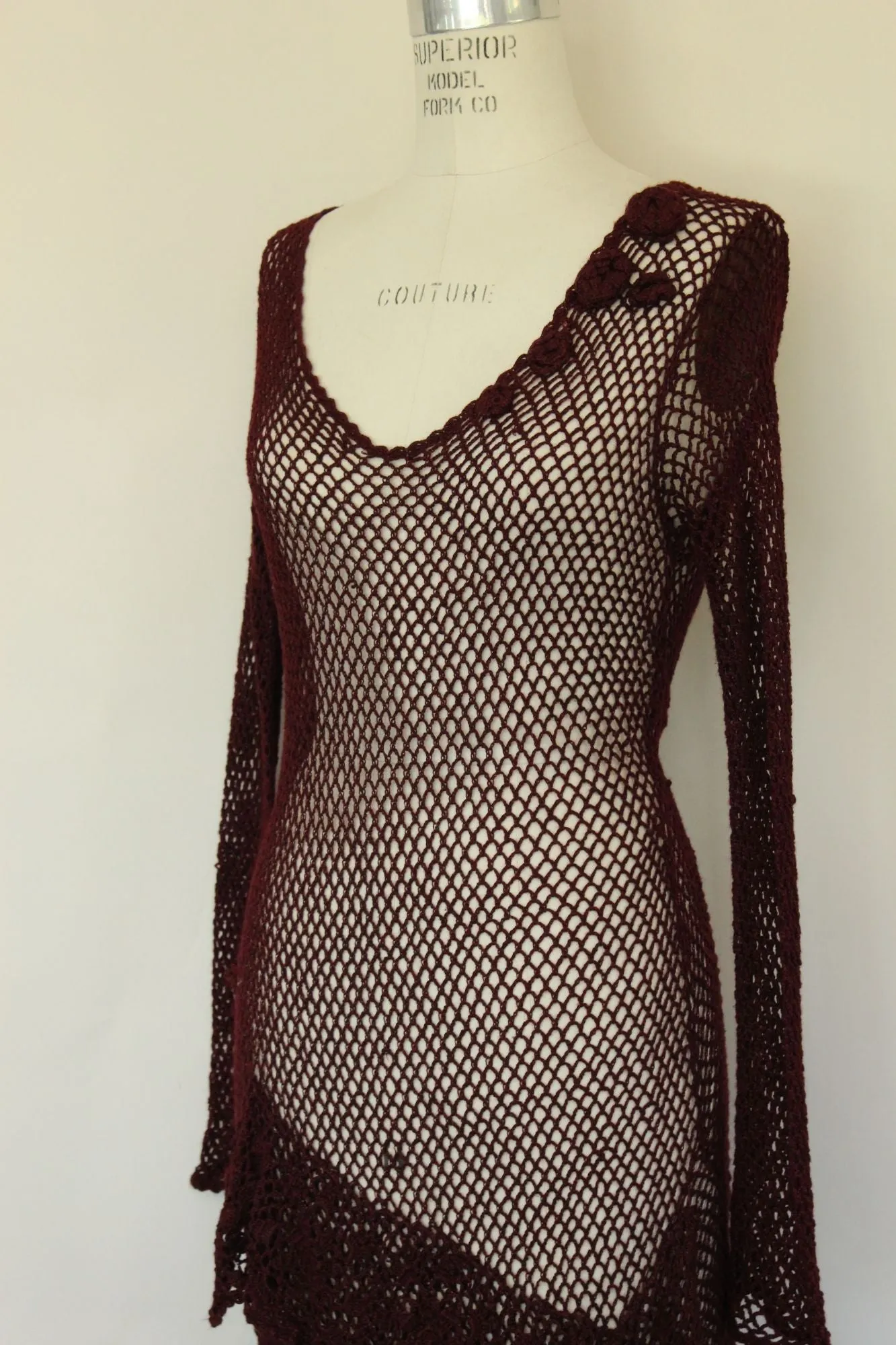 Womens Red Mesh Dress