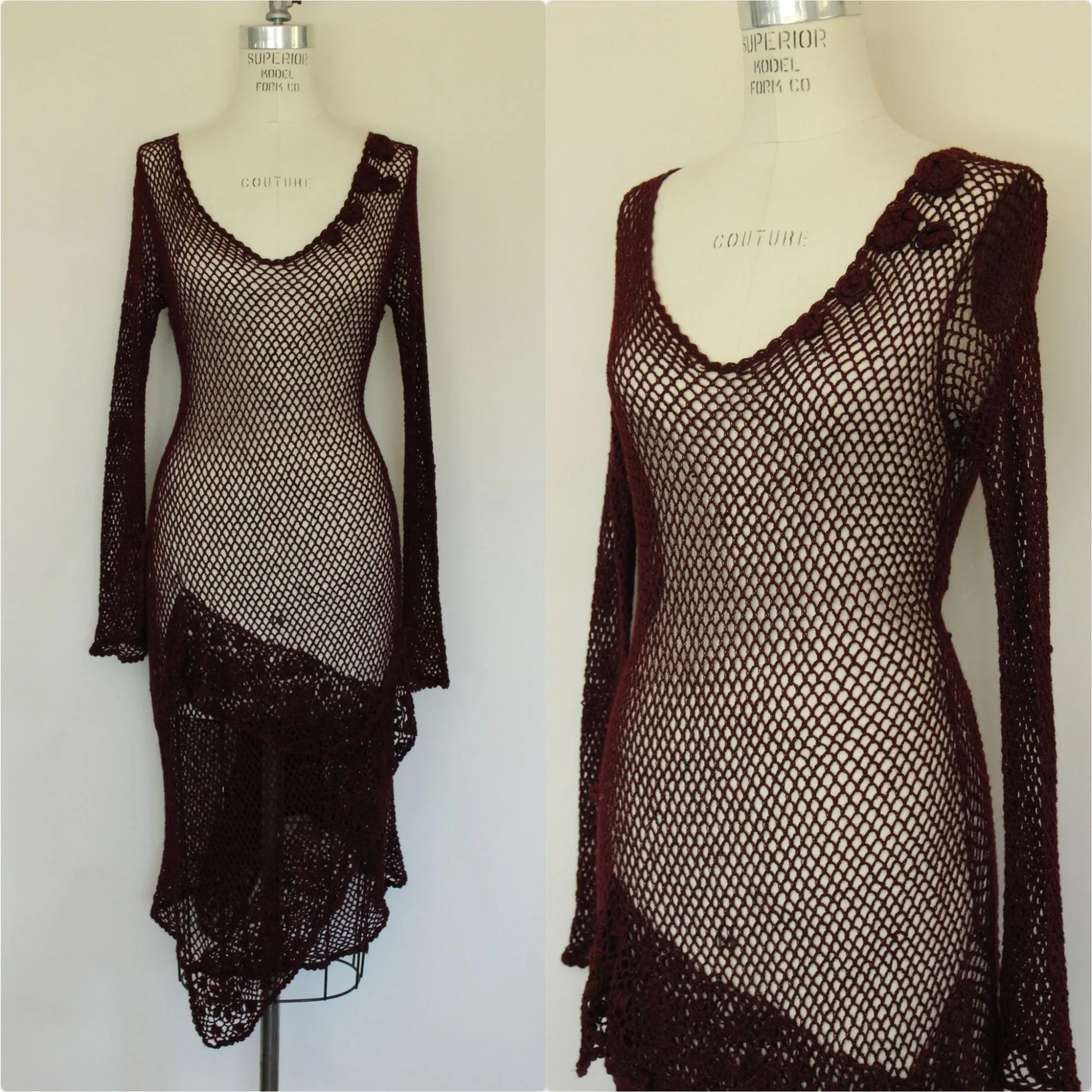 Womens Red Mesh Dress