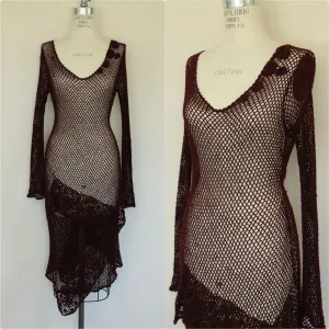 Womens Red Mesh Dress