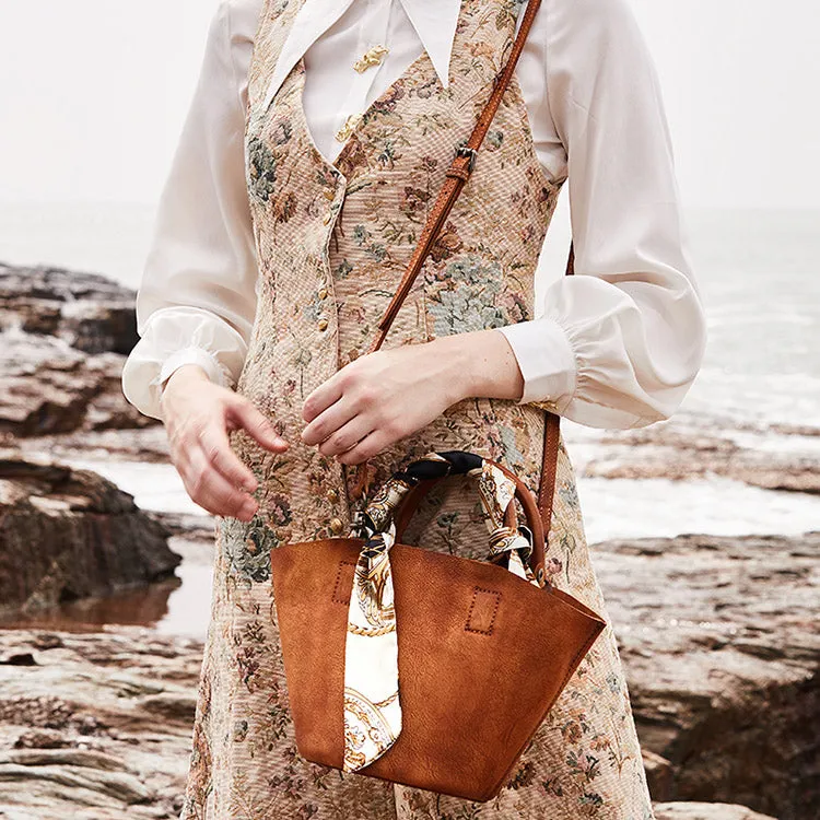 Womens Small Green Leather Bucket Bag Designer Crossbody Bags Purse for Women