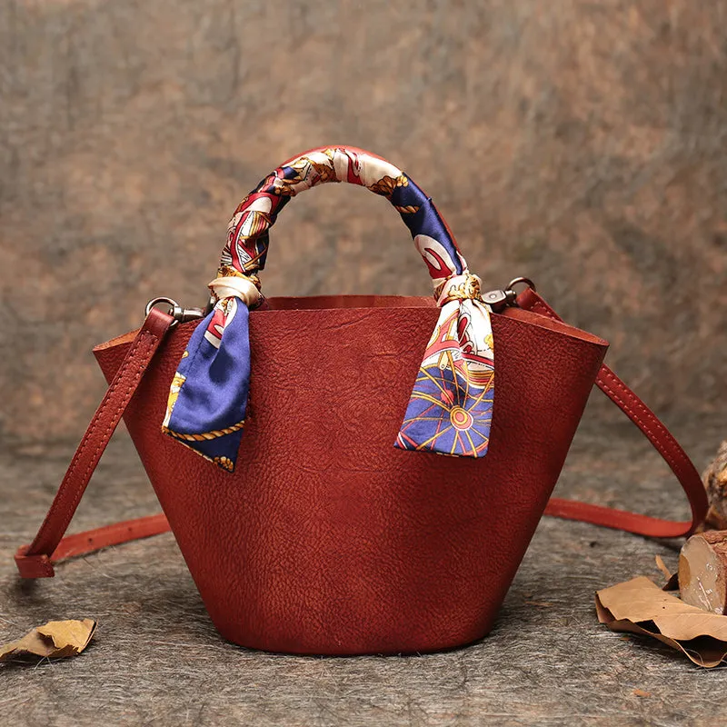 Womens Small Green Leather Bucket Bag Designer Crossbody Bags Purse for Women