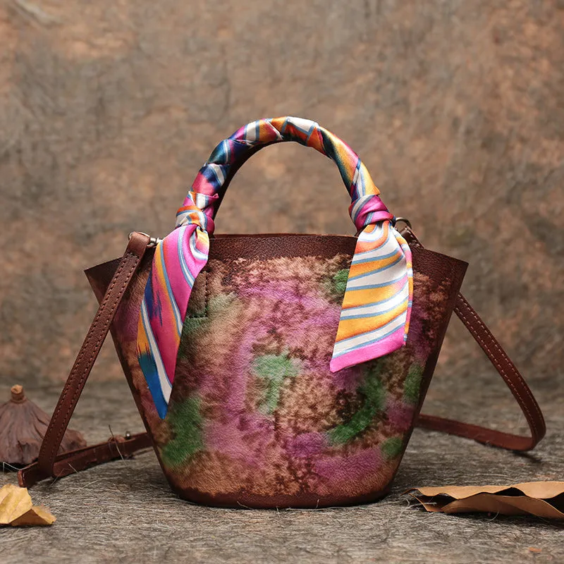 Womens Small Green Leather Bucket Bag Designer Crossbody Bags Purse for Women