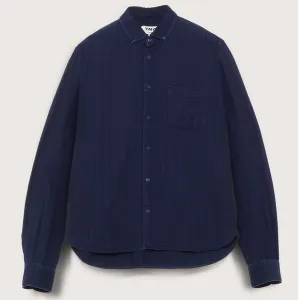 Ymc Dean Cotton Herringbone Shirt - Indigo