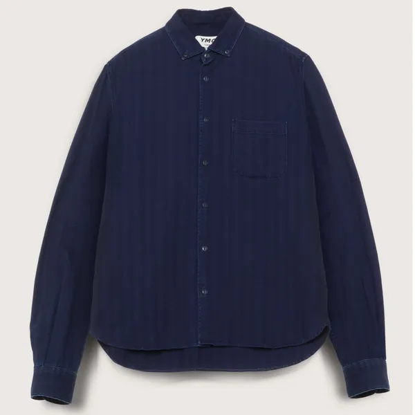 Ymc Dean Cotton Herringbone Shirt - Indigo