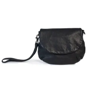 Zoe Leather Bag/Clutch: Black
